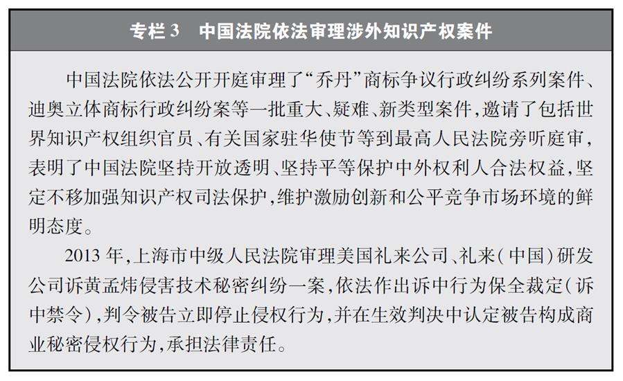 （图表）[“中美经贸摩擦”白皮书]专栏3 中国法院依法审理涉外知识产权案件